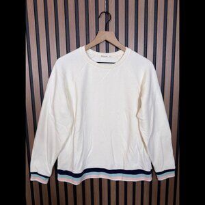 Marine Layer Sweater XL Adults White Pullover Fleece Crewneck Multi Stripe